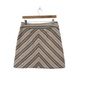 Ann Taylor Loft Tweed Chevron A Line Mini Skirt Woven Striped Textured 8
